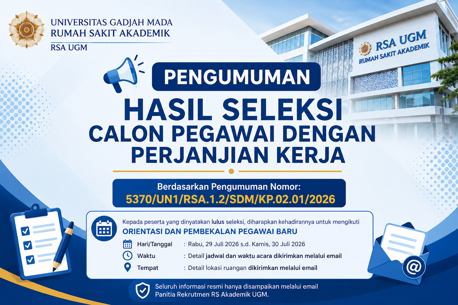 Pengumuman Hasil Seleksi RSA UGM