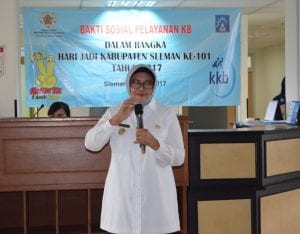 Sambutan dan pembukaan oleh Wakil Bupati Kab. Sleman – Dra. Hj. Sri Muslimatun, M.Kes