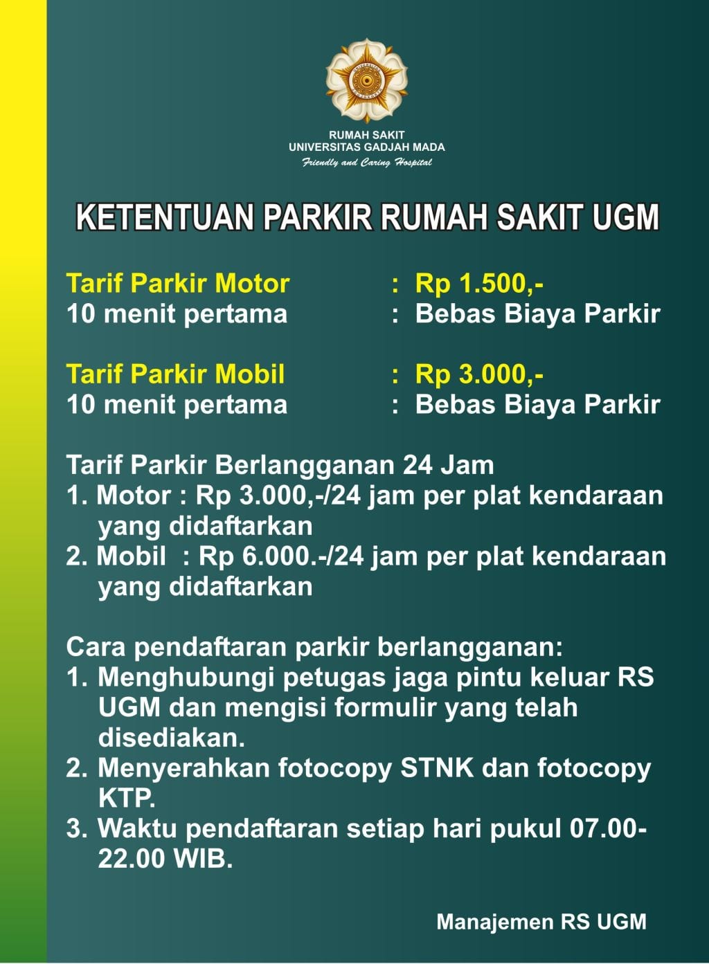 Ketentuan Parkir RS UGM