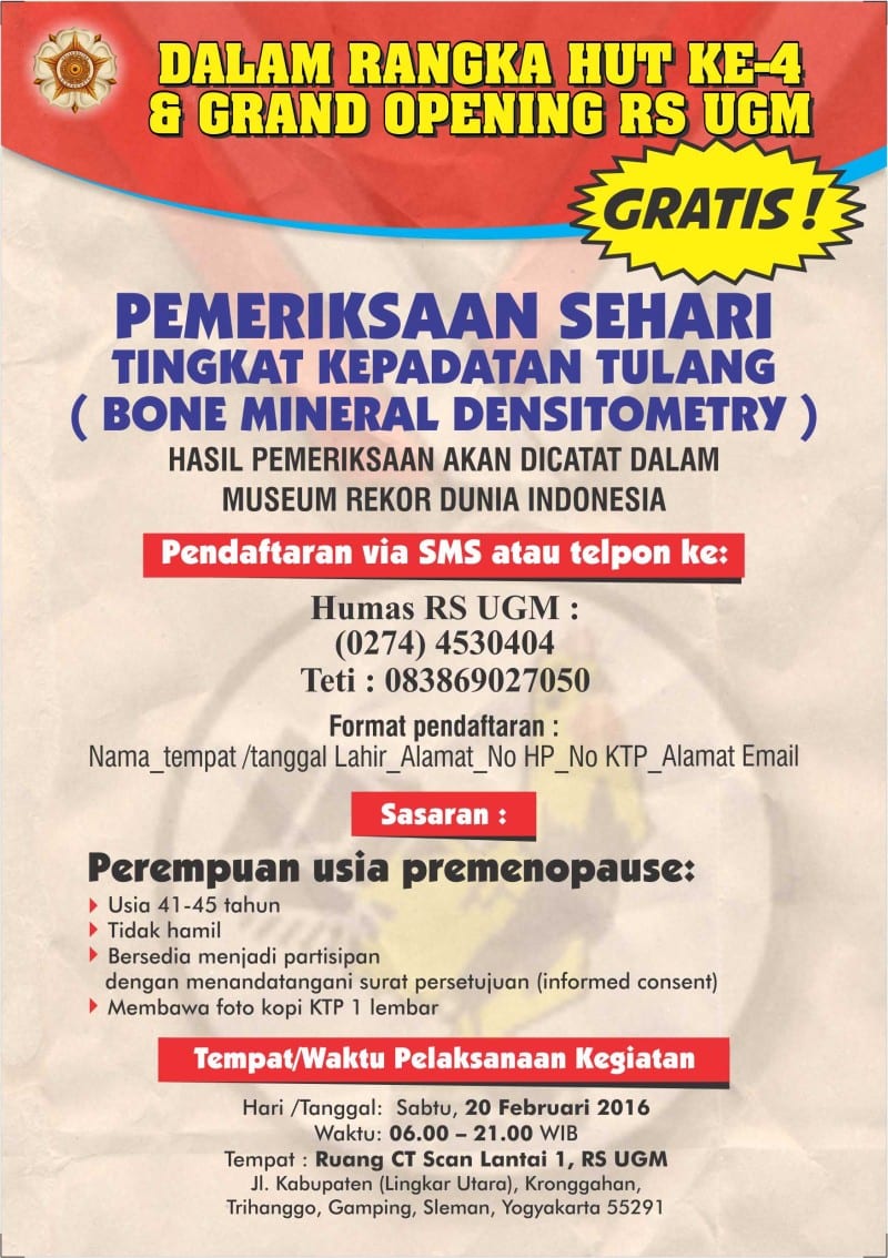 Pemeriksaan Tulang BMD di RS UGM