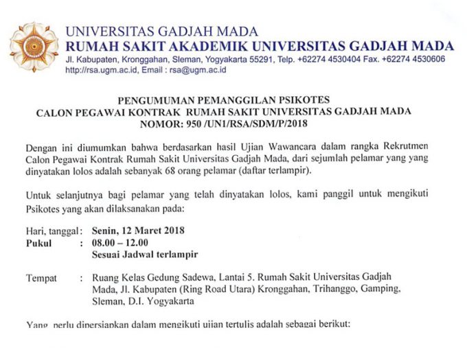 pengumuman hasil tes