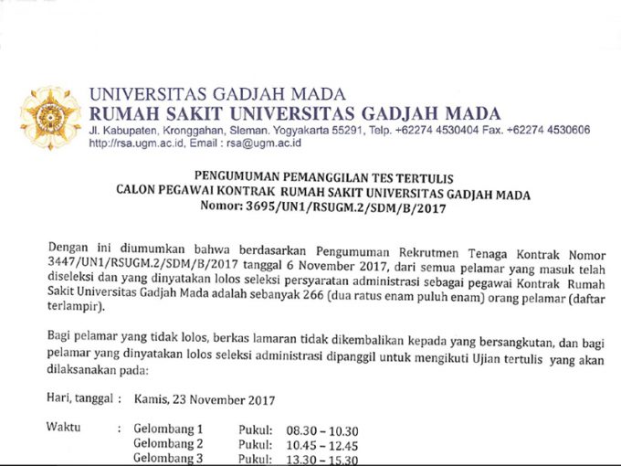 pengumuman lolos administrasi
